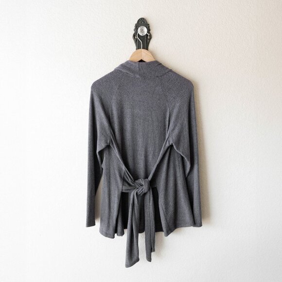 Charming Charlie Gray Tie Waist Cardigan | Size L Super Soft Open Front - Picture 6 of 9